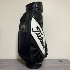 Titleist Staff Cart Carry Golf Bag 6 Way Divider Leather Demo Clubs Black Rare