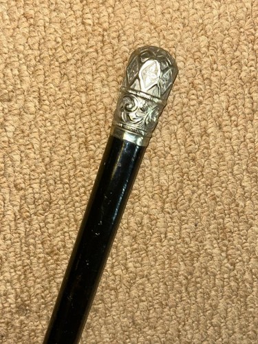 Antique ebonised walking stick - ebonised,