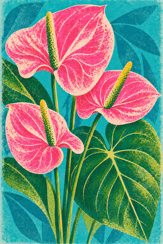 Anthurium risograph print - 41.,