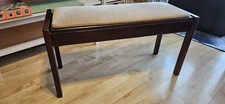 DUET PIANO STOOL MAHOGANY COLOUR WOOD  DRAYLON TOP STORAGE GOOD USED CONDITION