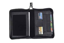Black Leather Portfolio Padfolio A4 Case Folder Business Organizer Zippered Bag