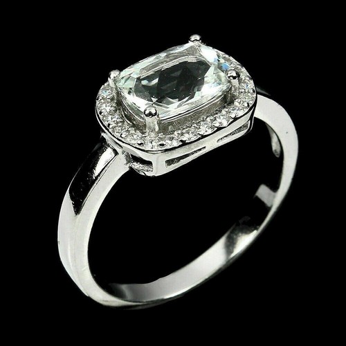 Silver ring aquamarine genuine - ring,