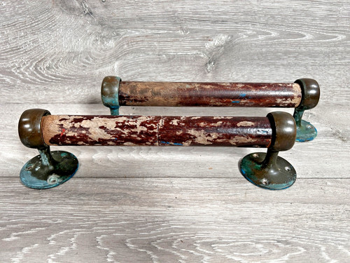 Pair vintage marine teak - vintage, grab