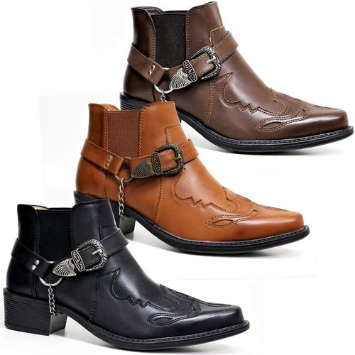 Mens ankle cowboy biker - mens, boots
