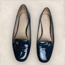 Tory Burch Samantha Navy Blue Patent Leather Loafers Womens Shoes Size 6 