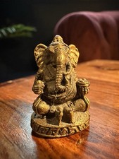 Vintage Brass Ganesha Hindu Elephant God Figurine 3cm India Good Luck