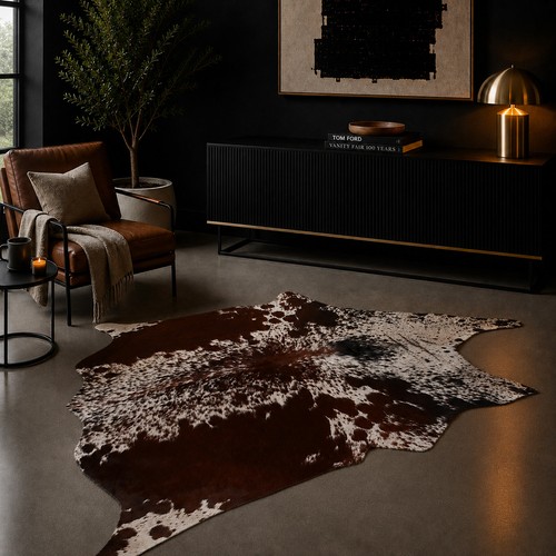 Genuine brown white cowhide - genuine,