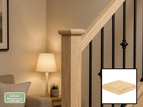 Oak flat newel - oak, cap