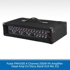 Pulse PMH200 4 Channel 200W PA Amplifier Head Amp DJ Disco Band XLR Mic EQ