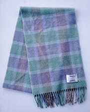 Johnstons of Elgin Scotland 100% Cashmere Scarf Green and Purple Plaid