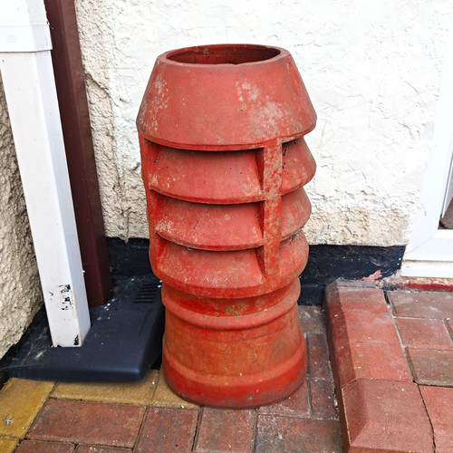 Red clay chimney pot 25in - 25in, tall