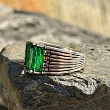 Men Green Emerald Gemstone