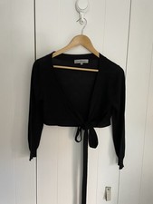 SPORTMAX / MAX MARA Black Sz L “ Ballerina” Tie Waist 70% Silk Bolero Knit