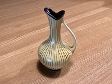 Marzi & Remy Modernist Sulphur Yellow & Gold Stripe Vase - Mid Century 