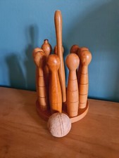 Antique Wooden Skittles Carpet Bowls Game Indoor Table Top Rare Collector Item 