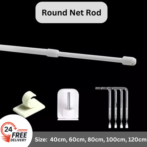 Extendable white round net rod - extendable,