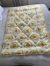Vintage 1960s-70s Yellow Floral Terylene Eiderdown Style Quilt Single