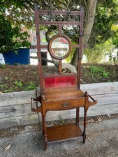 Shallow Antique Oak Hall Stand
