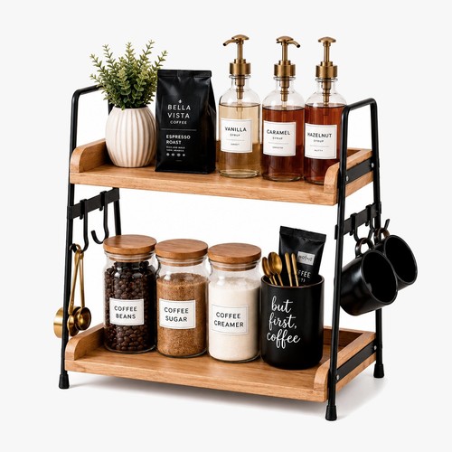 Tier wooden shelf spice - 2,