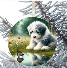 Old English Sheepdog Dog Hanging Bauble Decoration Christmas 