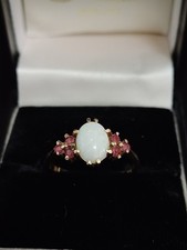 Vintage 9ct gold Opal & Ruby ring, size P