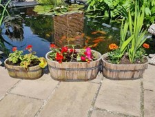 Burnt Wood Half Barrel Wooden