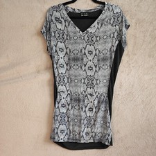 The Kooples Sport Womens Tunic Top Cap Sleeve  Silk Front Mixed Media Size XS