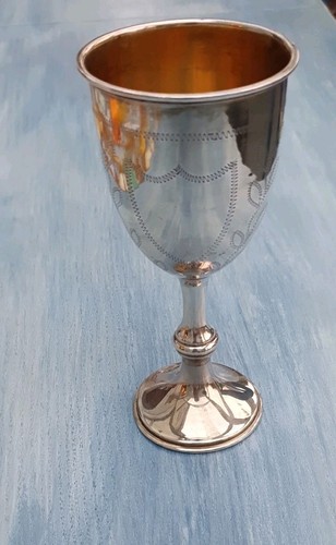 Solid silver wine goblet - wine,