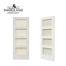 Shaker 4 Panel Solid Pine White Primed Clear Glazed Internal Doors