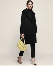 Reiss Cabe Women’s Wool Alpaca Mix Oversized Black Winter Overcoat Size 4 6 8