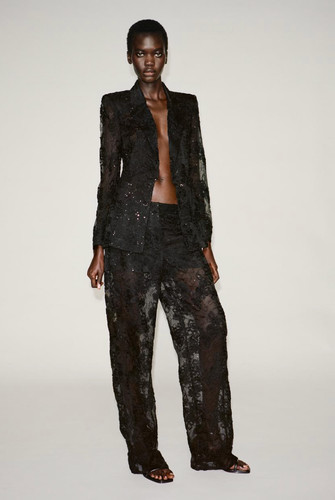 Zara semi sheer - semi-sheer, textured