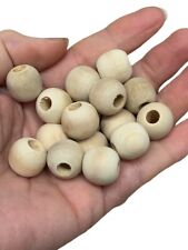 Natural Round Untreated Plain Wooden Balls Bead With Hole 16mm *SECONDS*
