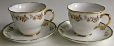 2 SETS OF VINTAGE RETRO CERAMIC PRETTY FLORAL PATTERN COFFEE TEA CUPS SAUCERS