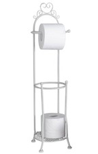 Toilett roll holder bathroom shabby chic country style metal white paper holder