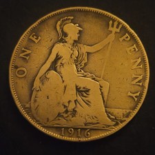 Rare  1916  George V ONE PENNY