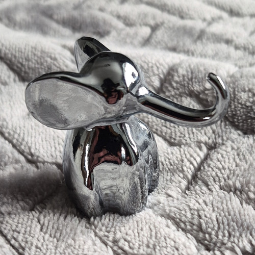Chrome metal elephant ornament - metal,
