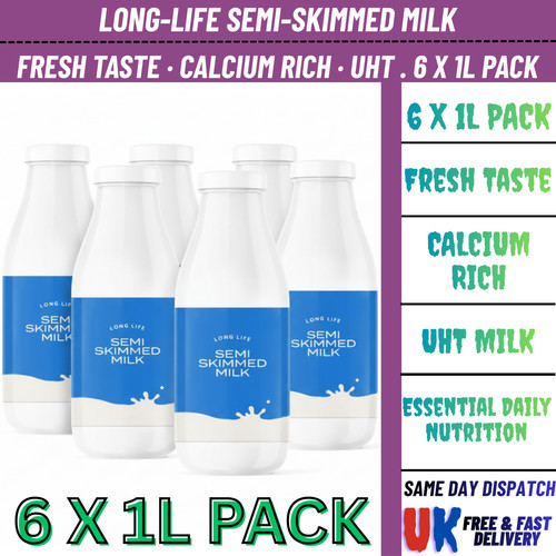 Semi skimmed milk 6x1l - semi, long