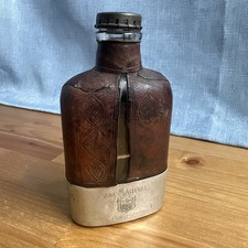 J&F MARTELL COGNAC SMALL HIP FLASK BOTTLE WITH SIPPING CUP 1920'S - FIRM CAP