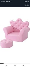 Children Kids Sofa Set Armchair Chair Seat With Free Footstool PU Leather Pink