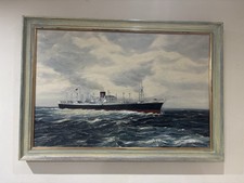 Vintage Maritime Oil on Canvas