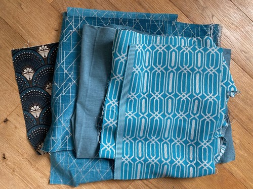 Blue patterned fabric inc