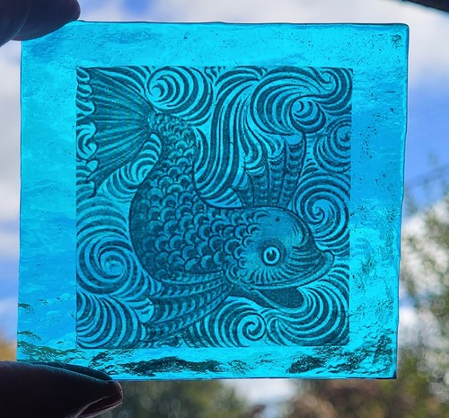 Stained glass fish kiln - , fired