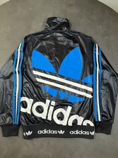 Adidas Chile 62 Men's Jacket Track Top Size S Shiny Black Blue Vintage Retro