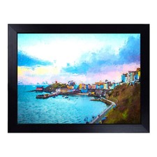 Tenby Harbour In Pembrokeshire Wales Art Lap Tray Cushioned Bean Bag Padded