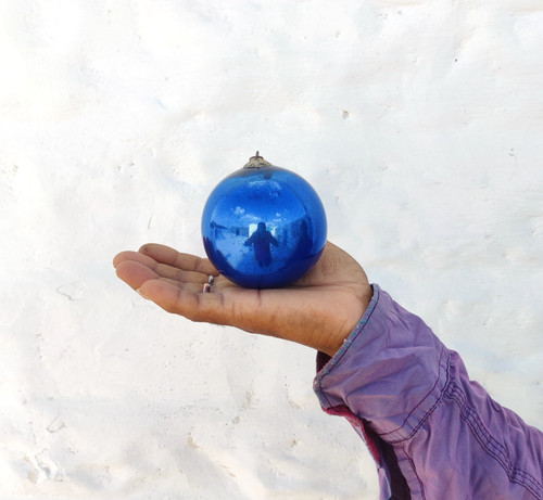Antique kugel cobalt blue - 3.3",