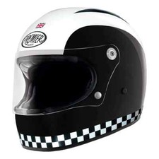 Premier Trophy Retro White Black Vintage Full Face Motorcycle Crash Helmet