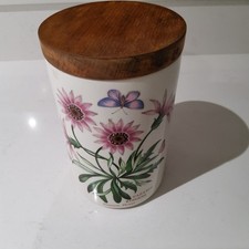 PORTMEIRION Botanic Garden Storage Jar 7" / 18cm Tall Wooden Lid Vintage
