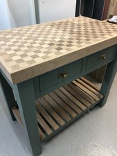 Handmade Solid Oak Butcher’s Block Kitchen Island with Drawers & Slatted Shelf