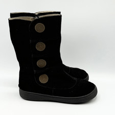 Livie & Luca Black Suede Tiempo Boots with Clock-Like Buttons - Little Kid US si