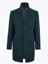 Brand New AUTOGRAPH Green Wool Notched Collar Overcoat Size UK Medium